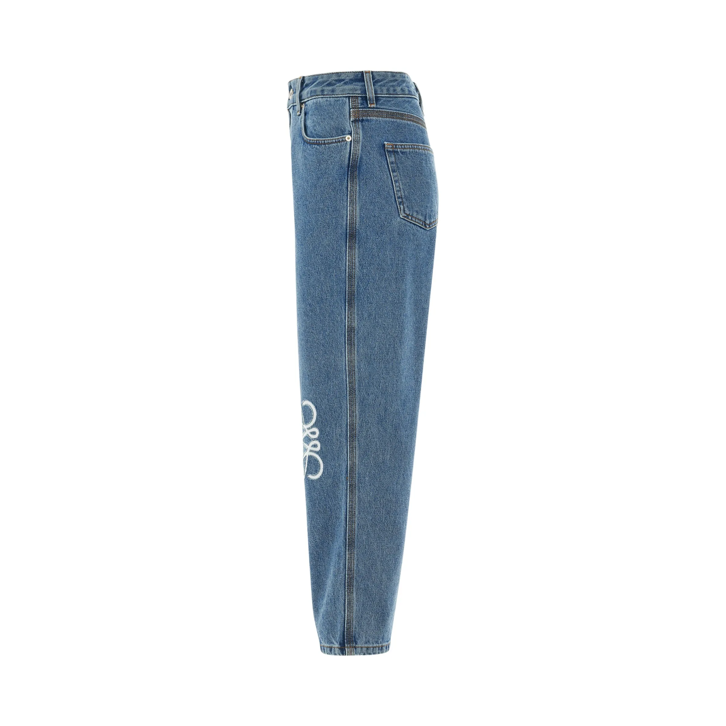Women Anagram Cropped Jeans in Mid Blue Denim sold by MARAIS product image thumbnail 3