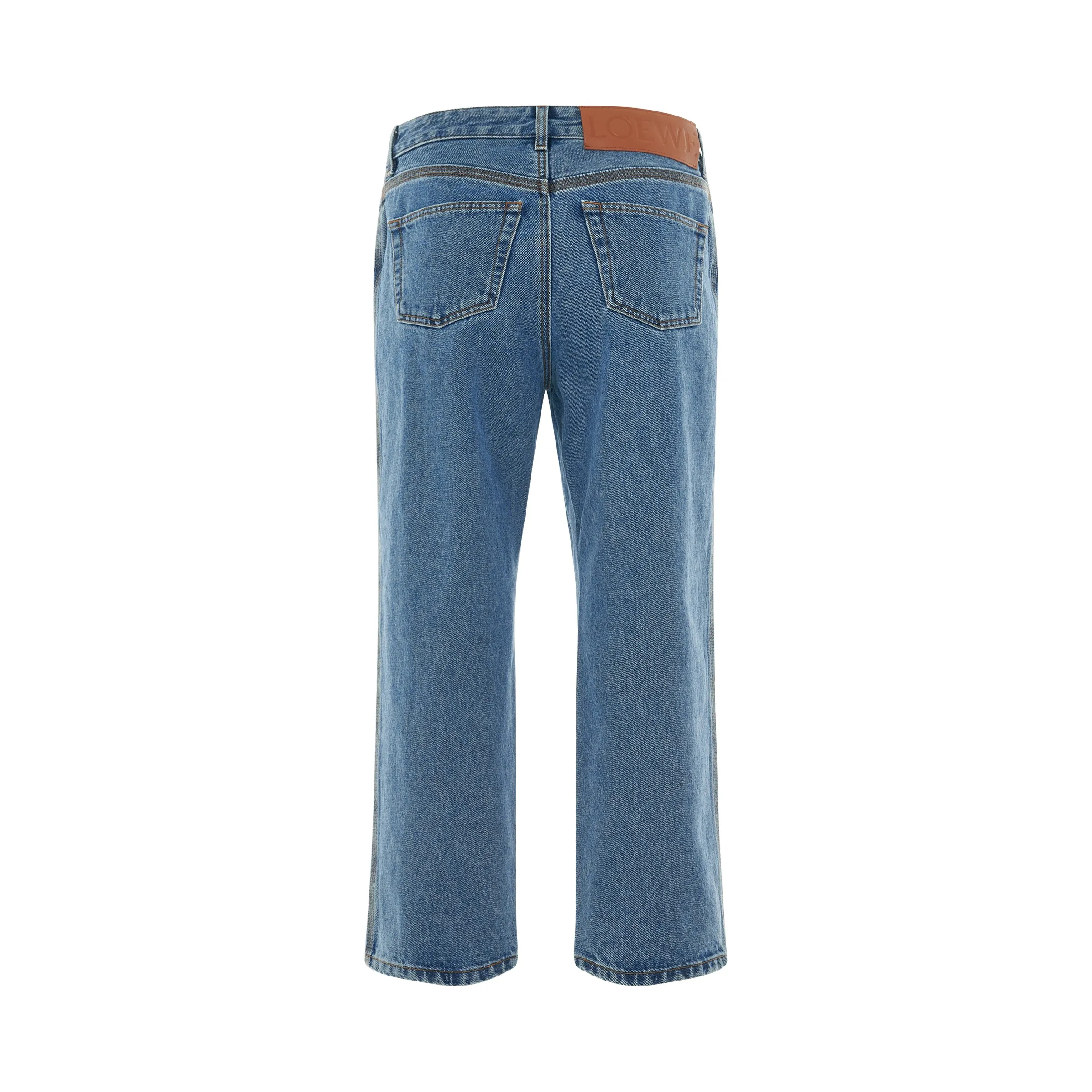 Women Anagram Cropped Jeans in Mid Blue Denim sold by MARAIS product image thumbnail 4
