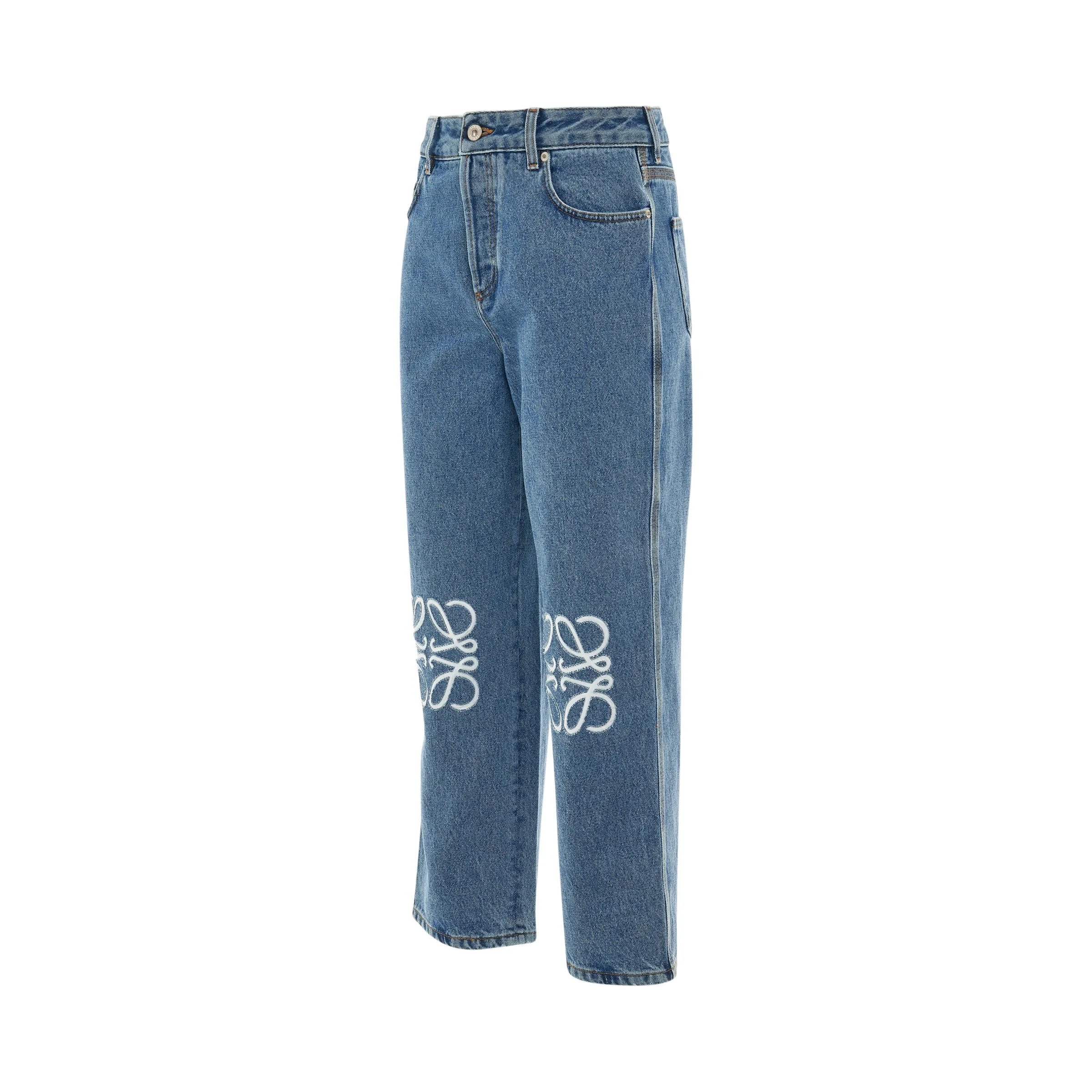 Women Anagram Cropped Jeans in Mid Blue Denim sold by MARAIS product image thumbnail 2