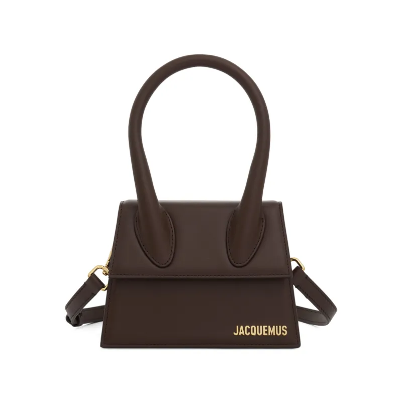 Le Chiquito Moyen Leather Bag in Midnight Brown sold by MARAIS