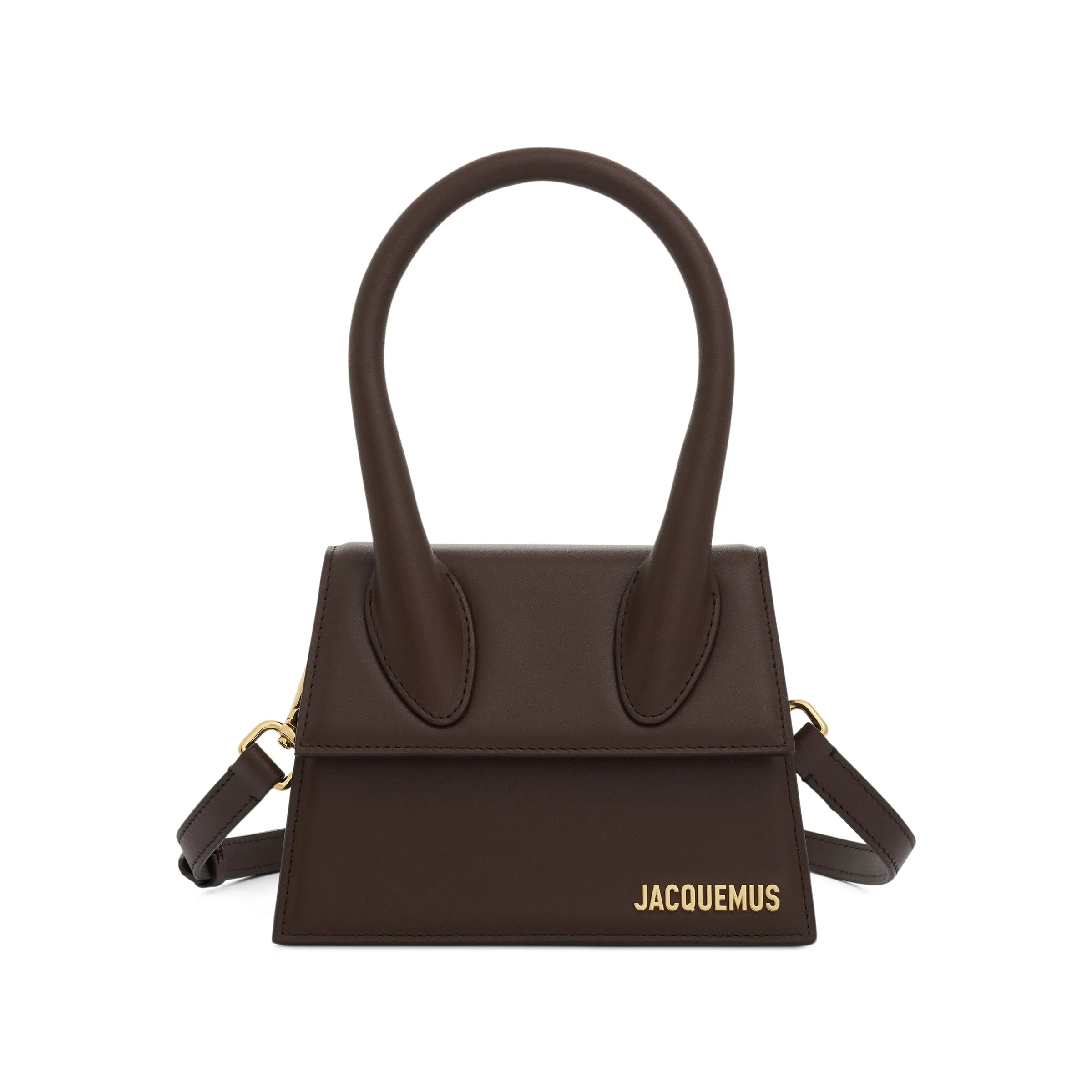 Le Chiquito Moyen Leather Bag in Midnight Brown sold by MARAIS