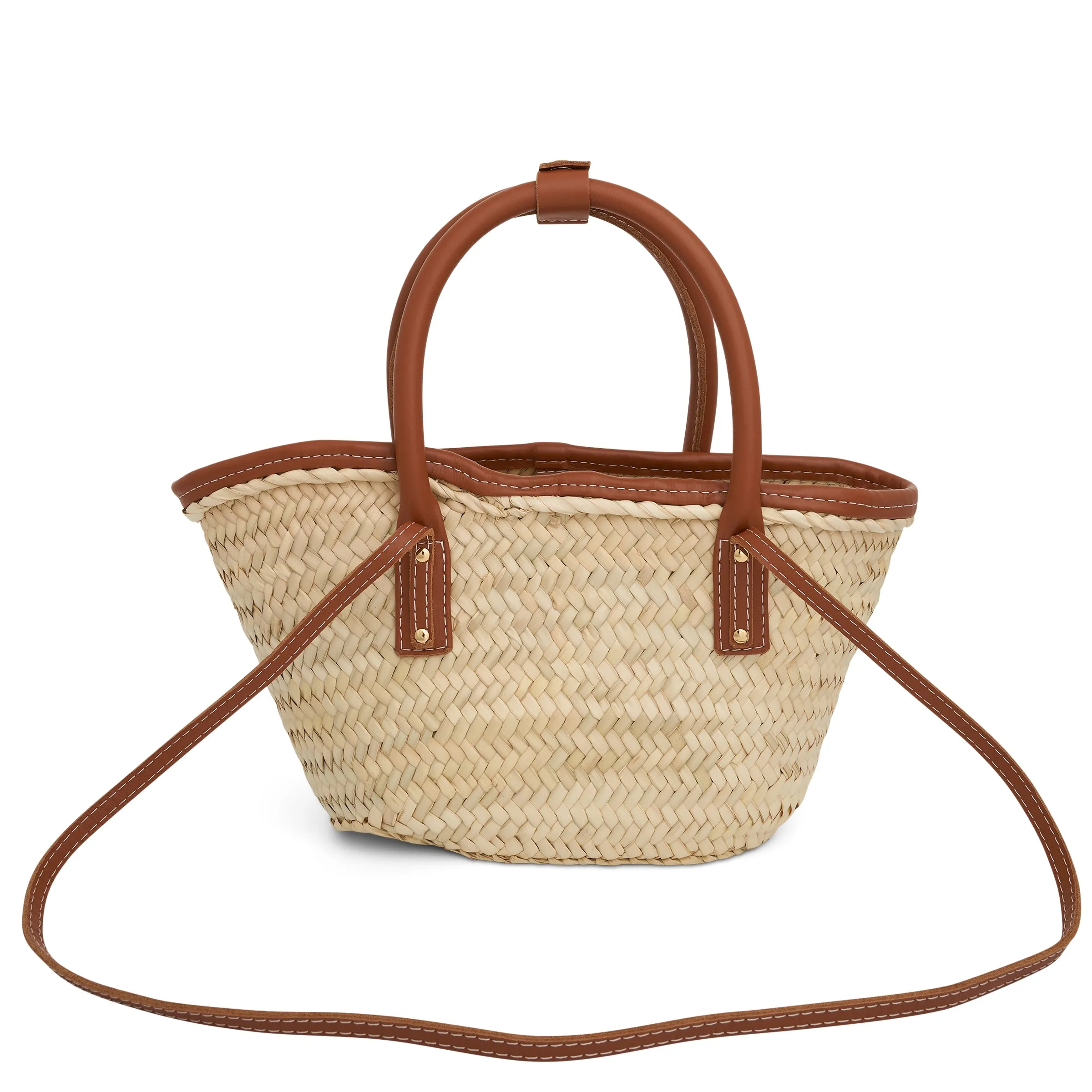 Le Petit Panier Soleil Straw & Leather Bag in Light Brown sold by MARAIS product image thumbnail 3