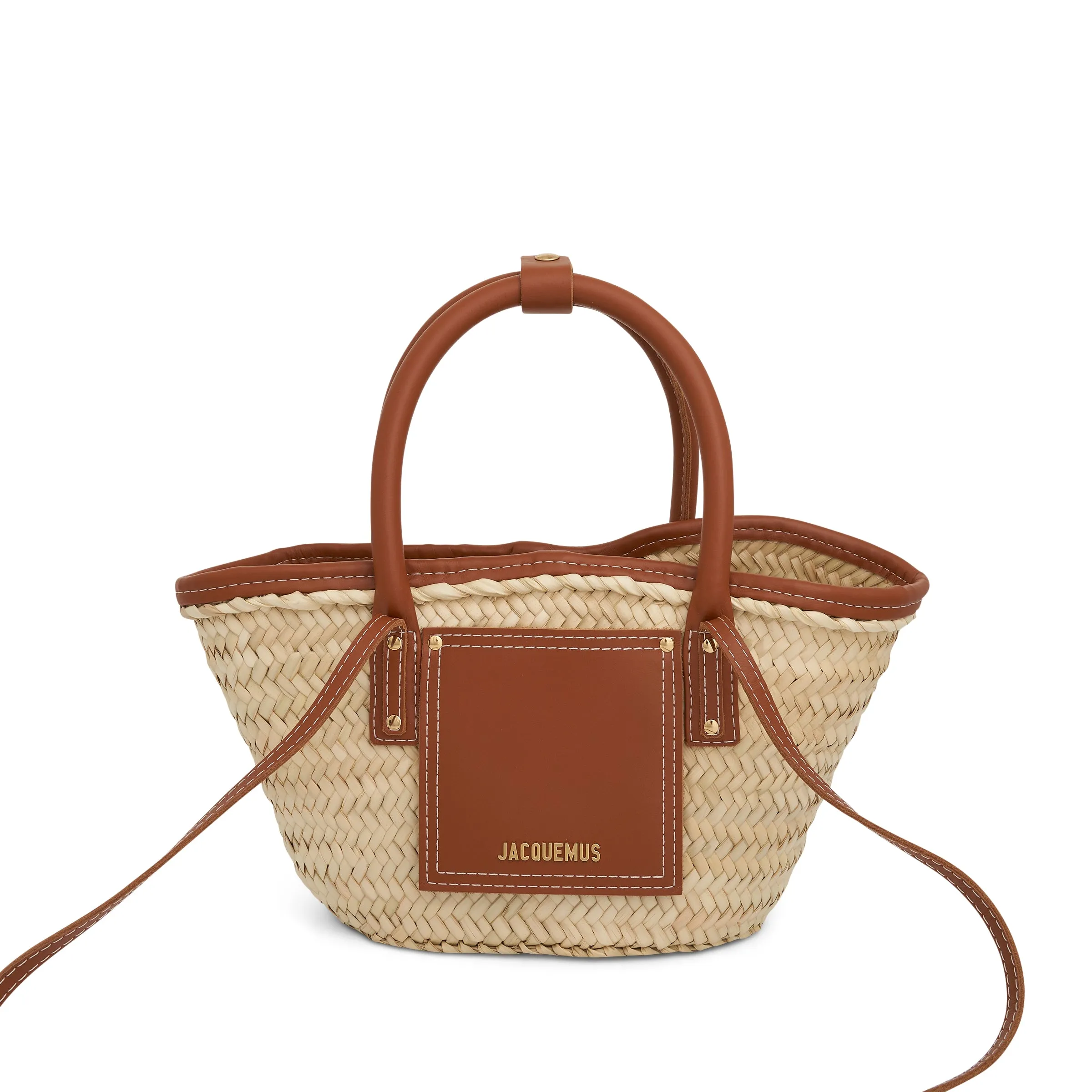 Le Petit Panier Soleil Straw & Leather Bag in Light Brown sold by MARAIS