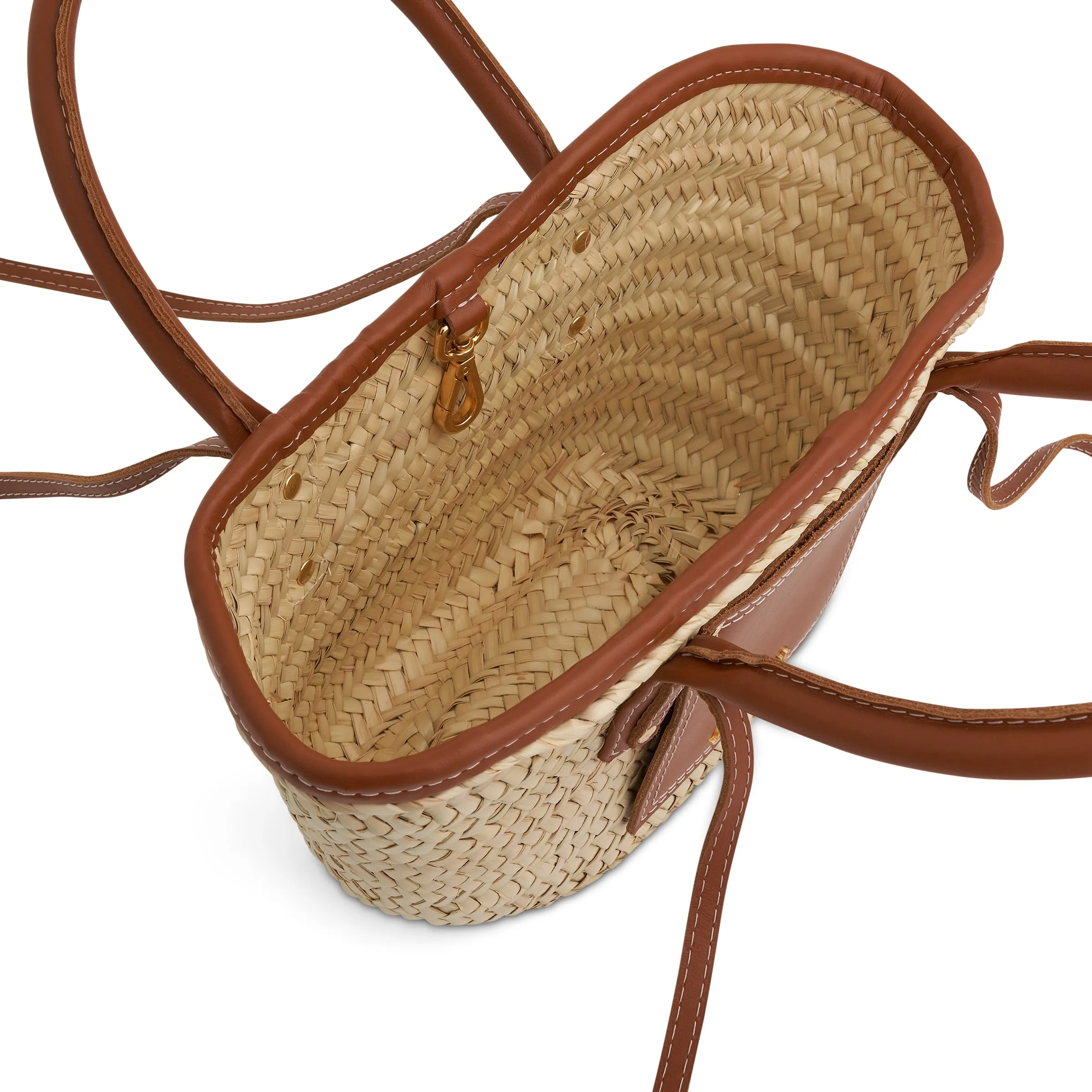 Le Petit Panier Soleil Straw & Leather Bag in Light Brown sold by MARAIS product image thumbnail 4