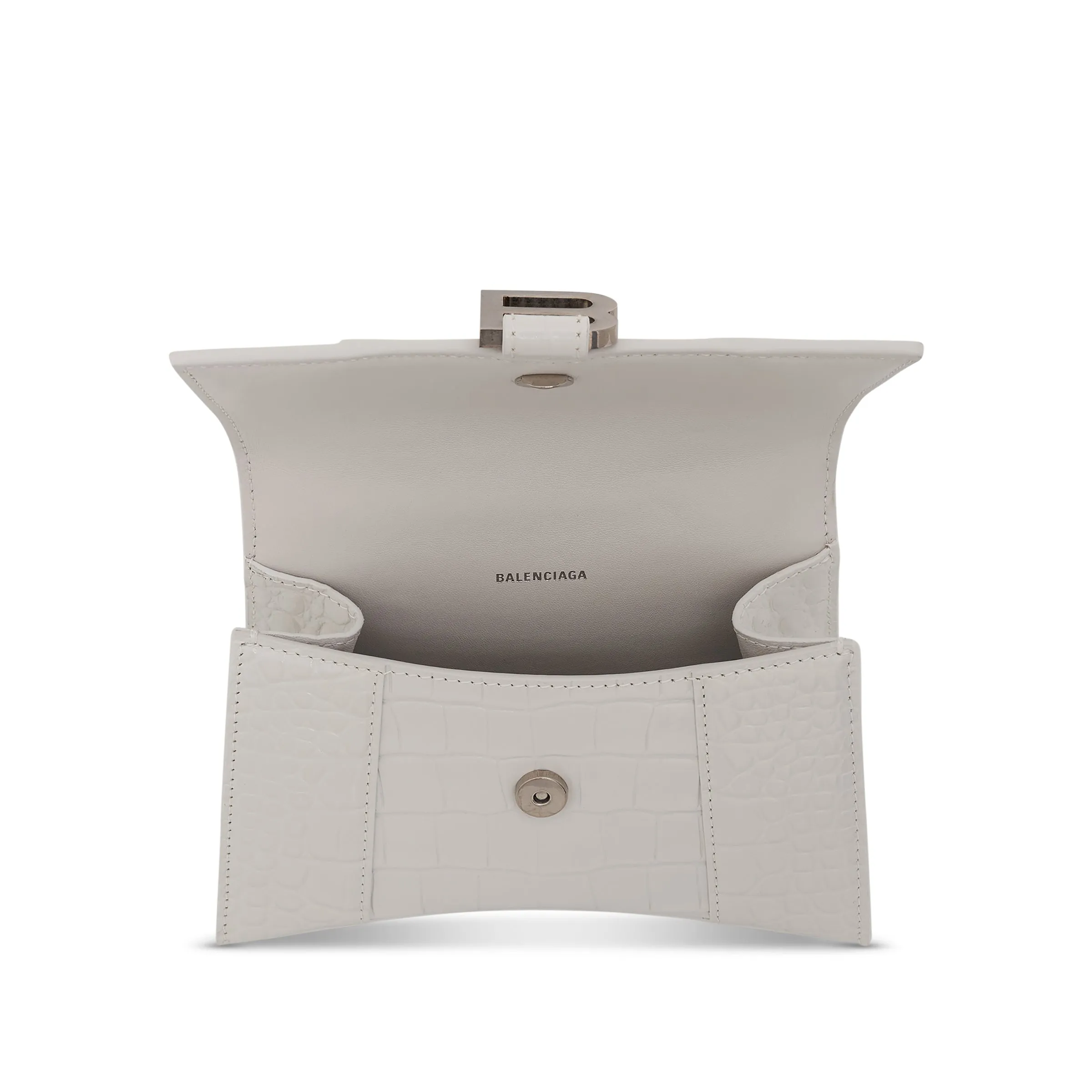 Hourglass XS Croco Embossed Bag in White sold by MARAIS product image thumbnail 5