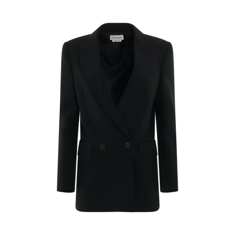 Double Breasted Sartorial Wool Jacket in Black sold by MARAIS