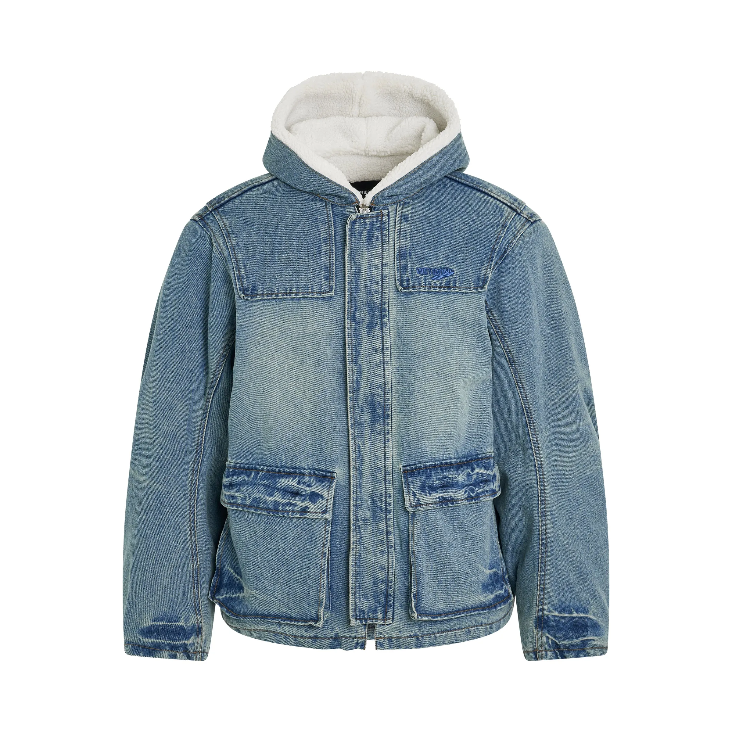 Bulky Denim Jacket in Sky sold by MARAIS