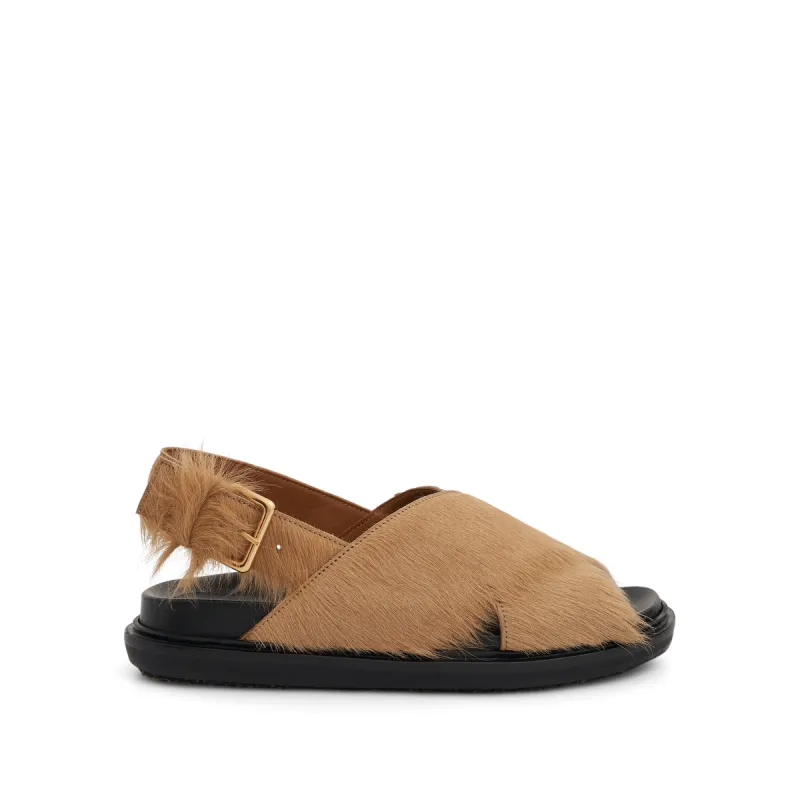 Fussbett Long Hair Calfskin Sandal in Soft Beige sold by MARAIS