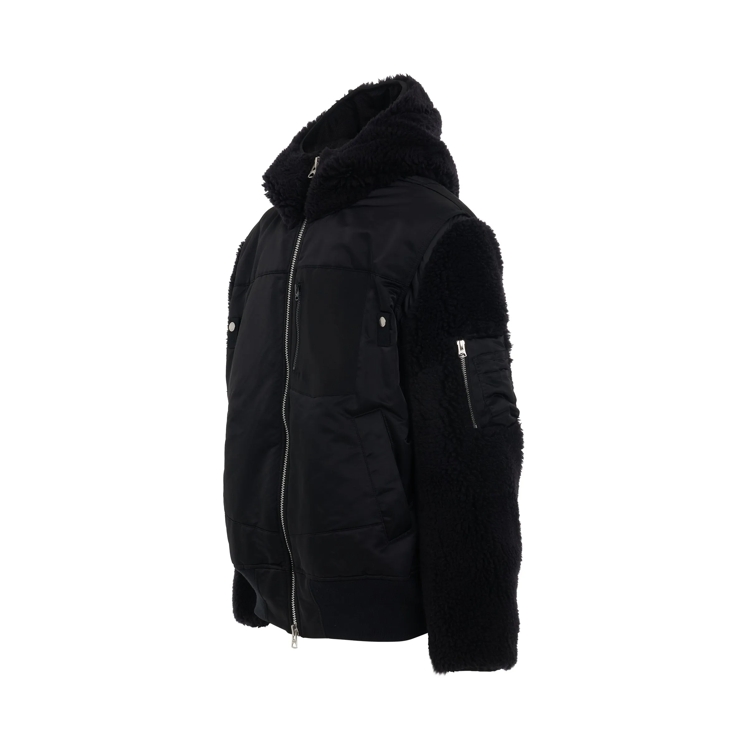 Faux Shearling x Nylon Twill Blouson in Black sold by MARAIS product image thumbnail 2