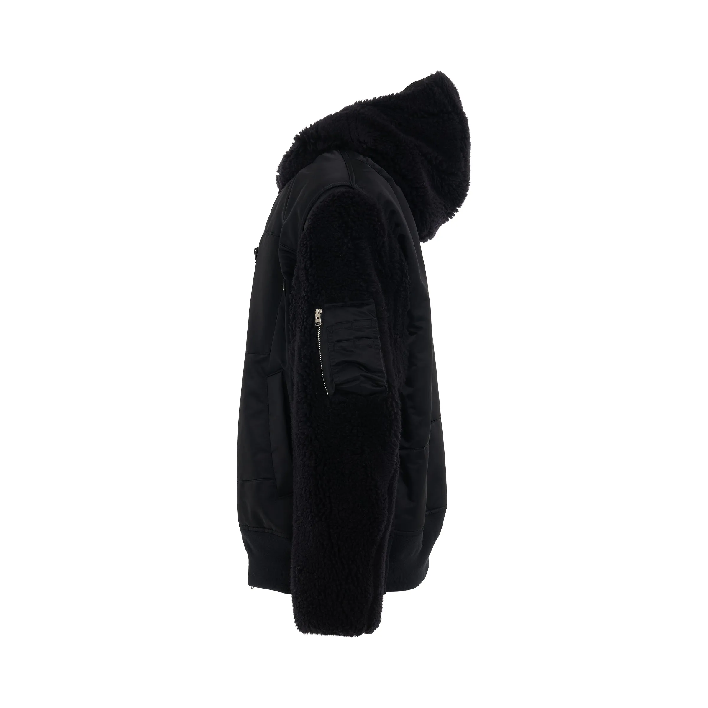 Faux Shearling x Nylon Twill Blouson in Black sold by MARAIS product image thumbnail 3