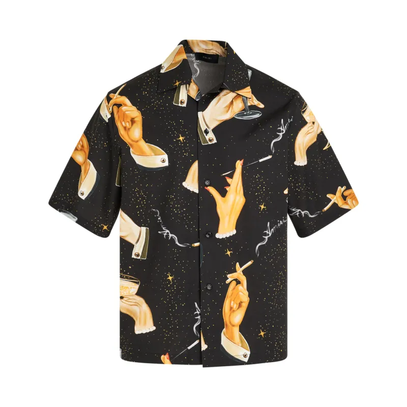Champagne Poplin Shirt in Black sold by MARAIS