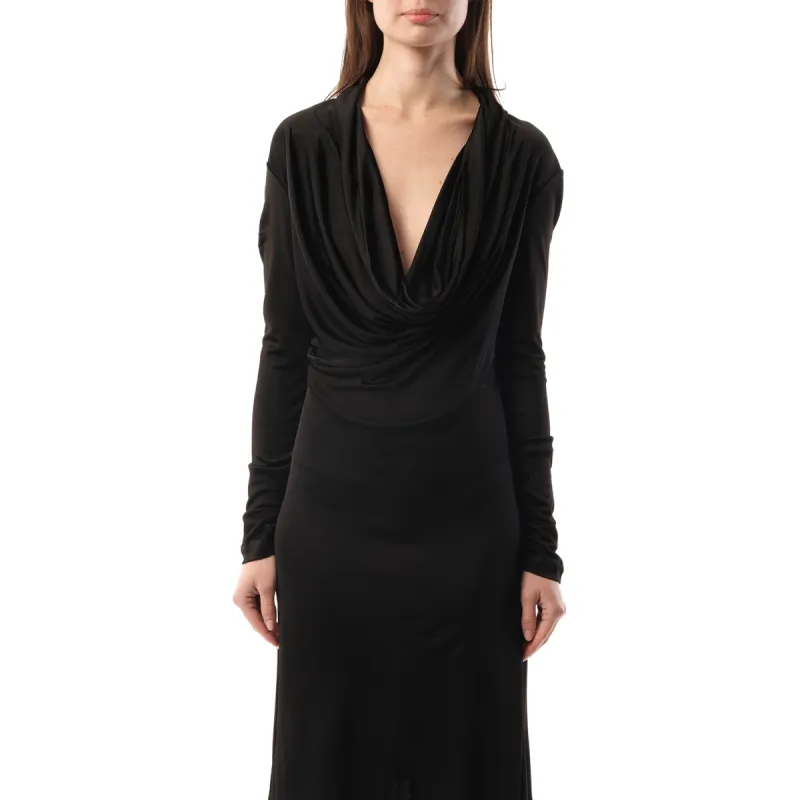 Cowl Liquid Dress in Black sold by MARAIS