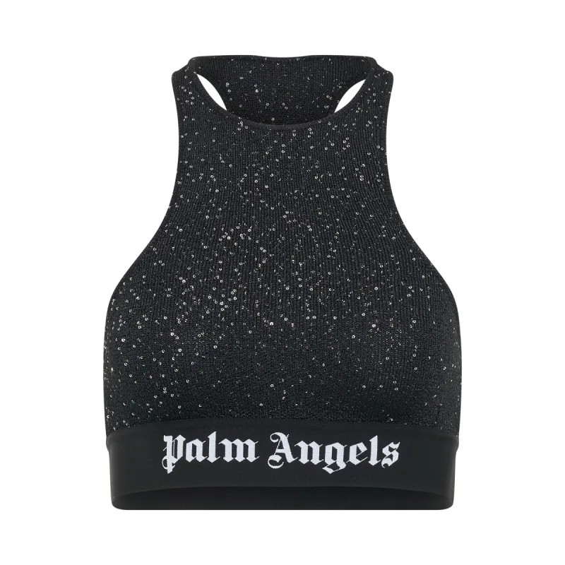 Soiree Knit Logo Top in Black/White sold by MARAIS