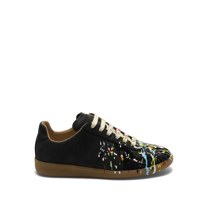 Replica Paint Splatter Sneaker in Black sold by MARAIS