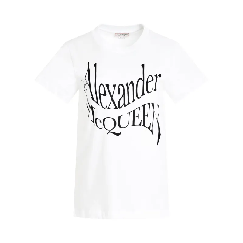 Warped Print T-Shirt in White sold by MARAIS