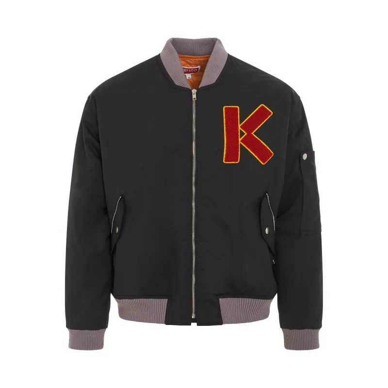Patch Logo Bomber Jacket in Black sold by MARAIS