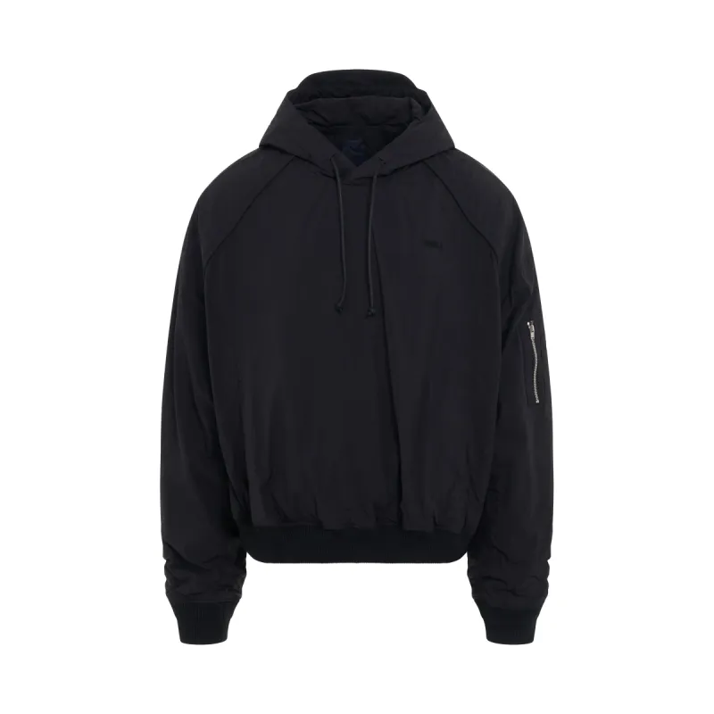 Puckered Nylon Cap Hoodie in Black sold by MARAIS