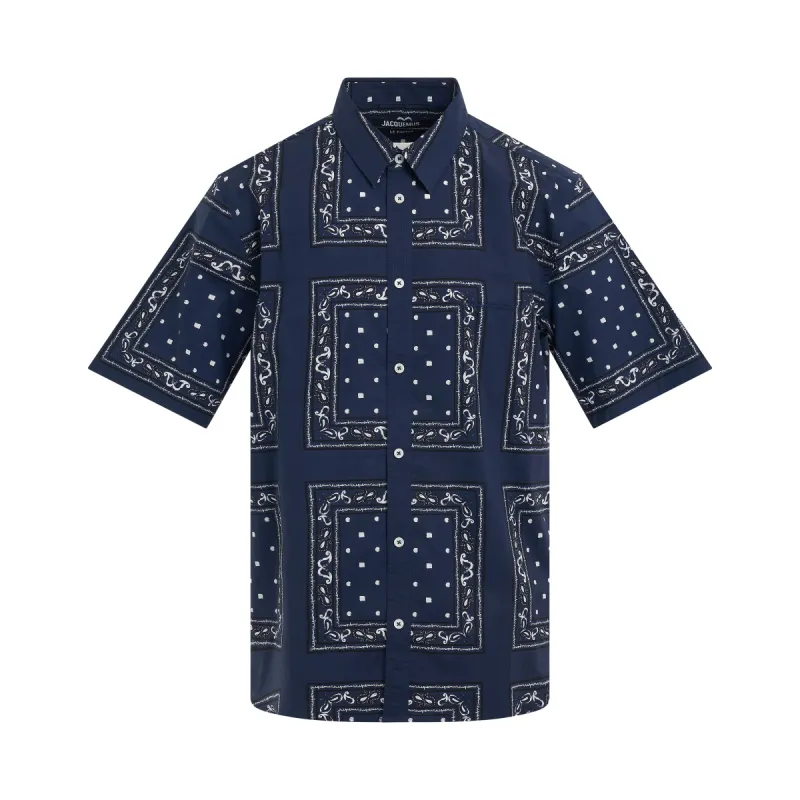 Melo Short Sleeve Shirt in Navy Paisley sold by MARAIS
