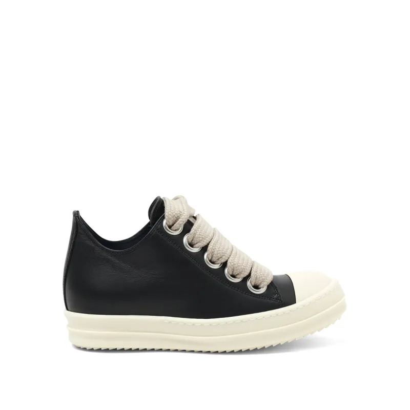Full Grain Jumbo Laced Low Sneaker in Black/Pearl/Milk sold by MARAIS