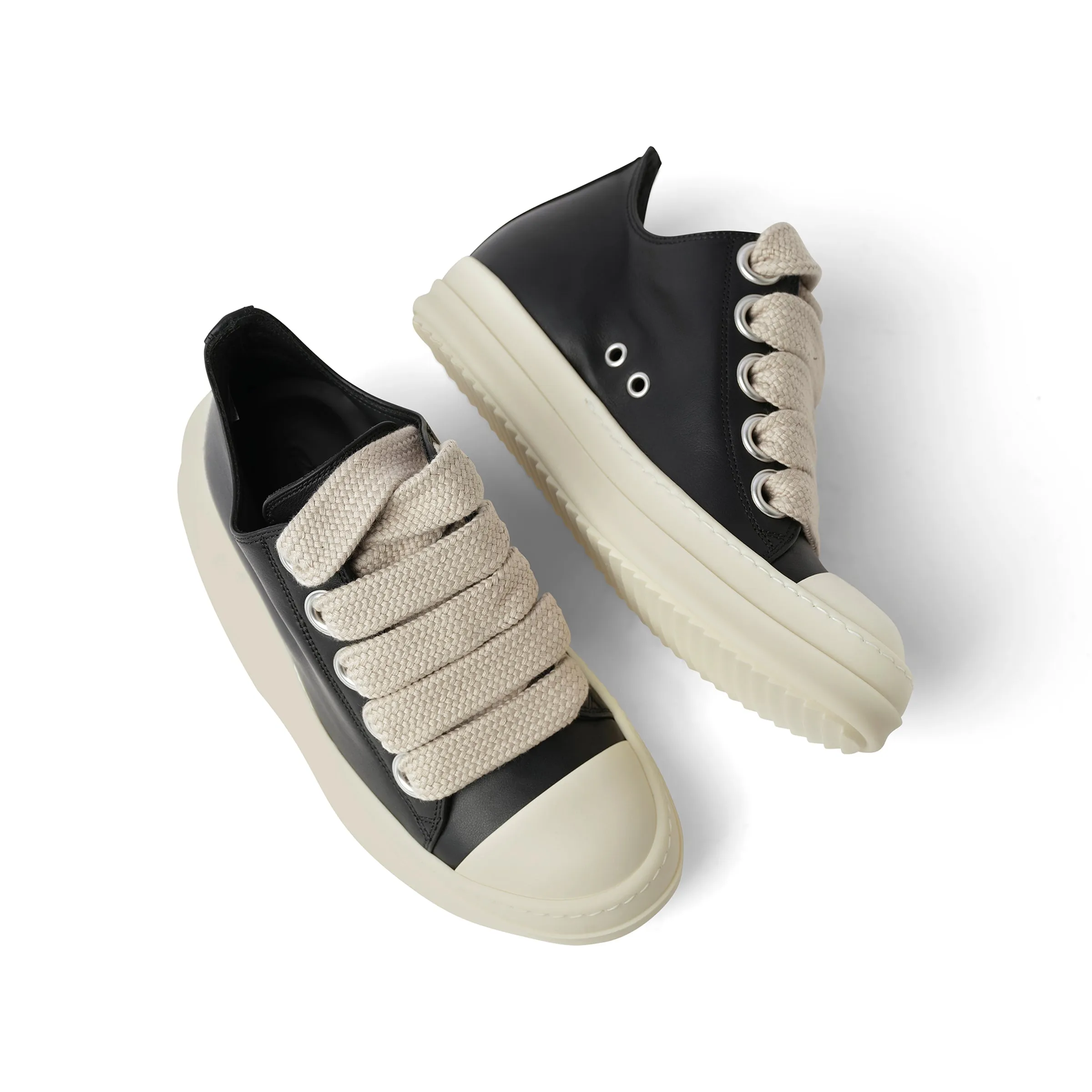 Full Grain Jumbo Laced Low Sneaker in Black/Pearl/Milk sold by MARAIS product image thumbnail 4