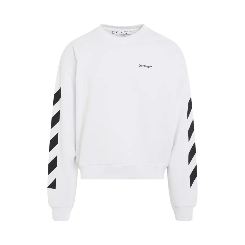 Diagonal Helvetica Oversize Crewneck Sweatshirt in White/Black sold by MARAIS