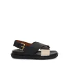 Fussbett Crisscross Sandal in Black/Silk White sold by MARAIS