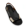 Fussbett Crisscross Sandal in Black/Silk White sold by MARAIS