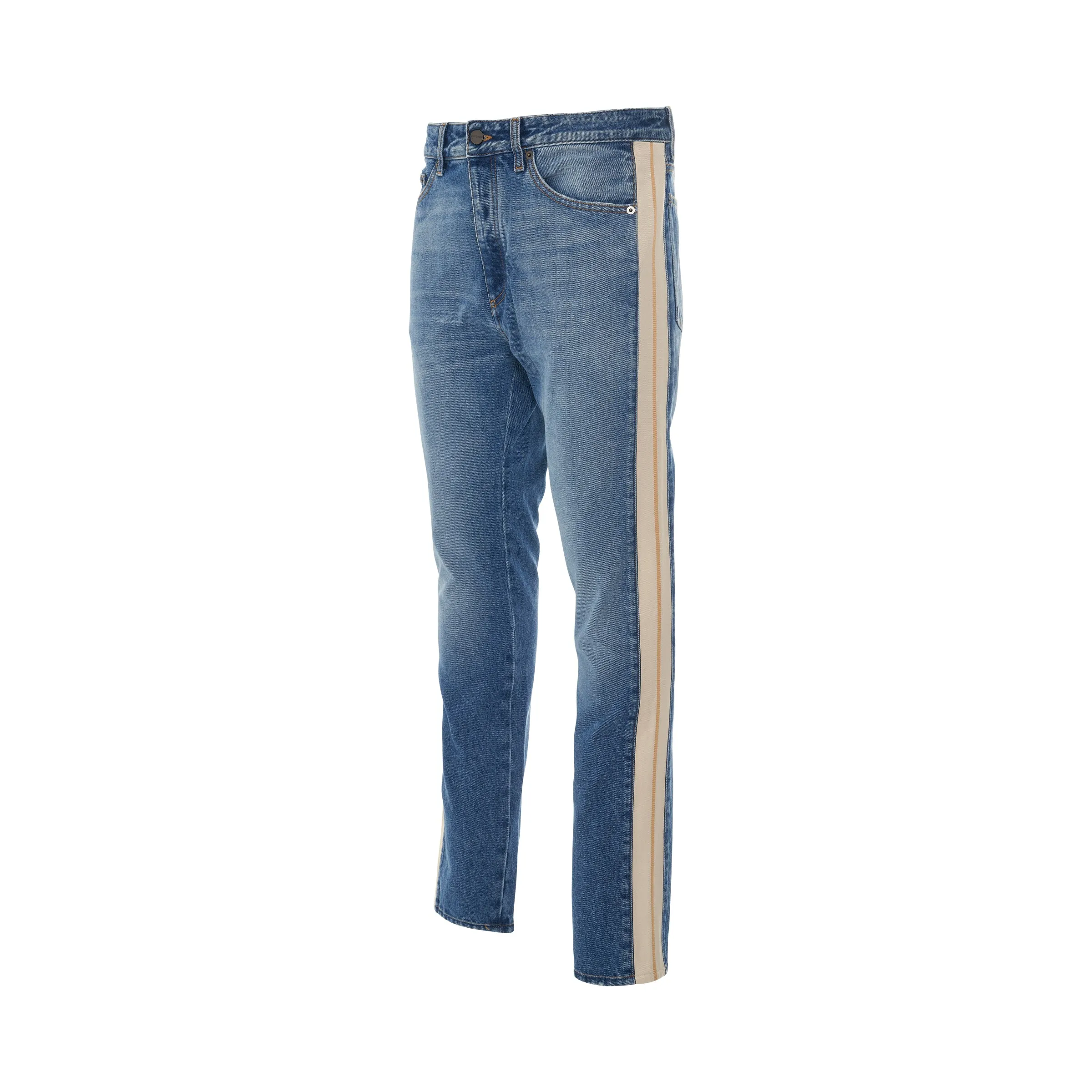 Indigo Track Denim Pants in Light Blue/White sold by MARAIS product image thumbnail 2