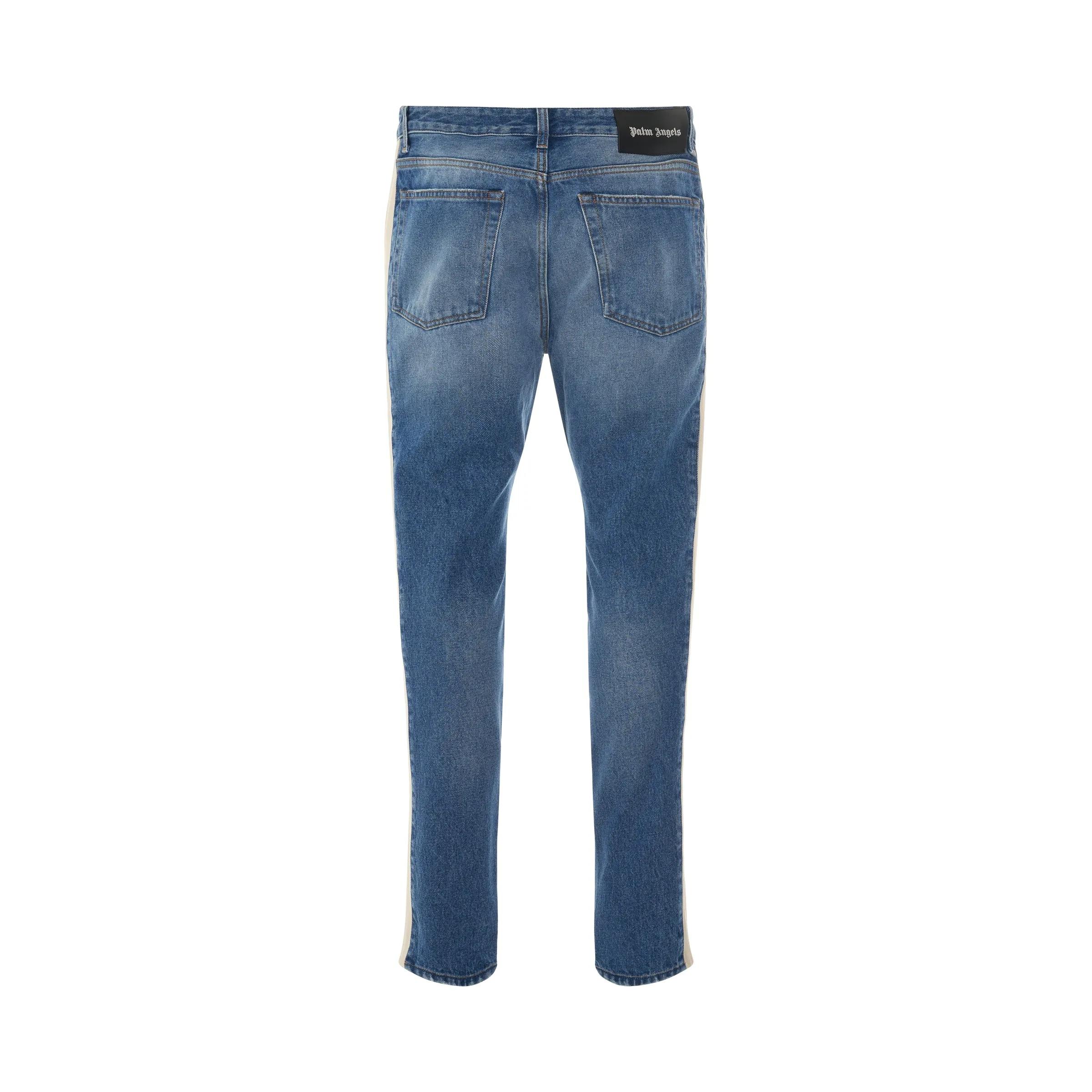 Indigo Track Denim Pants in Light Blue/White sold by MARAIS product image thumbnail 4