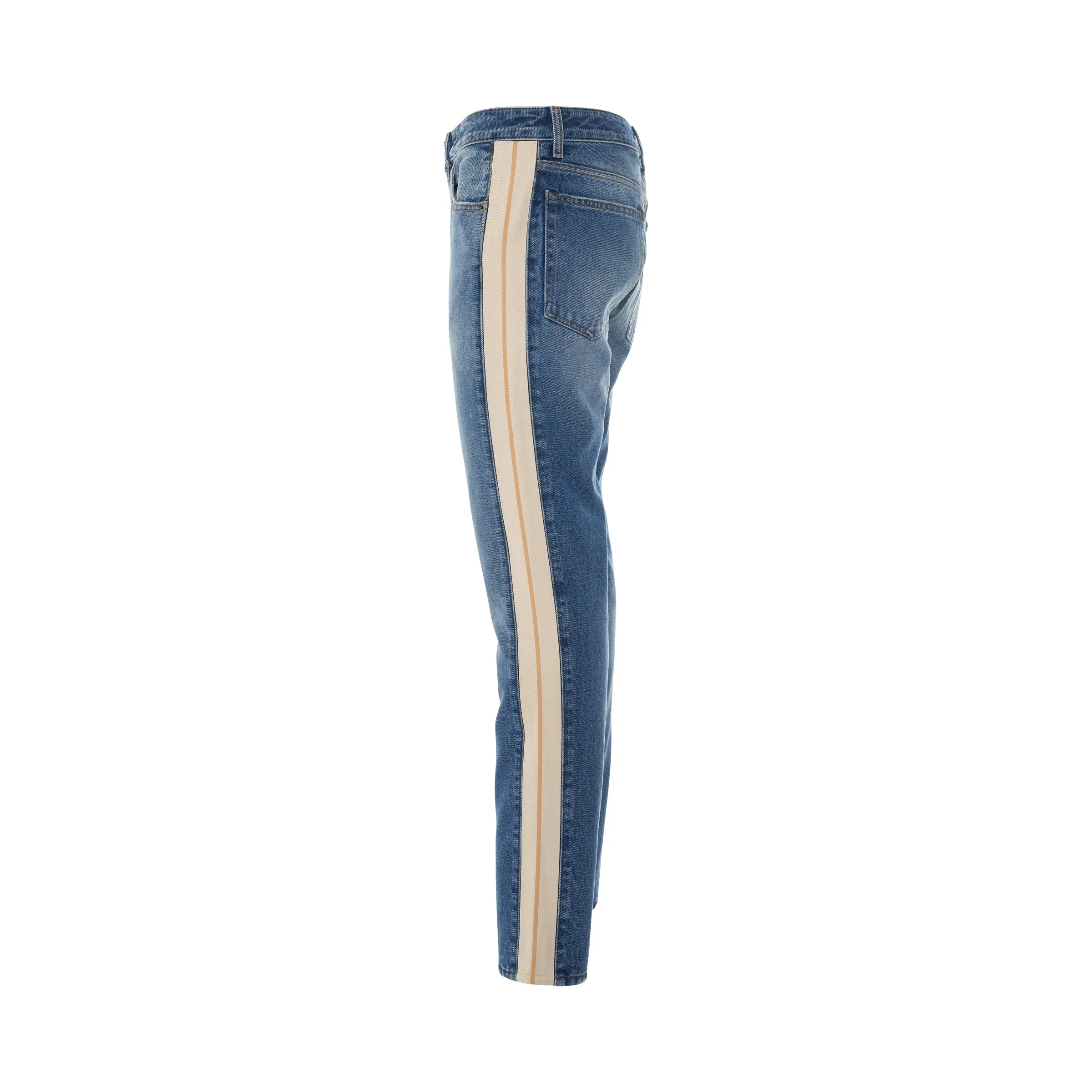 Indigo Track Denim Pants in Light Blue/White sold by MARAIS product image thumbnail 3