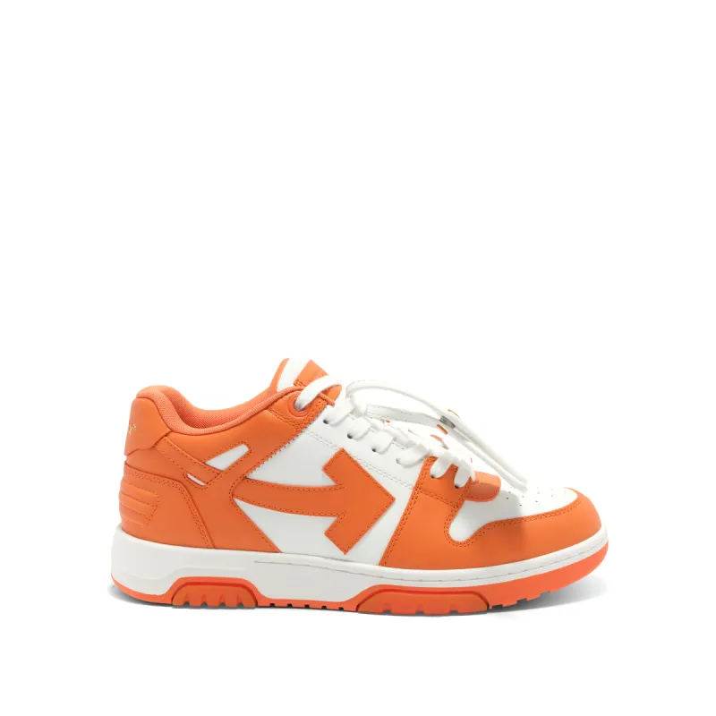 Out of Office Calf Leather Sneakers in White/Orange sold by MARAIS
