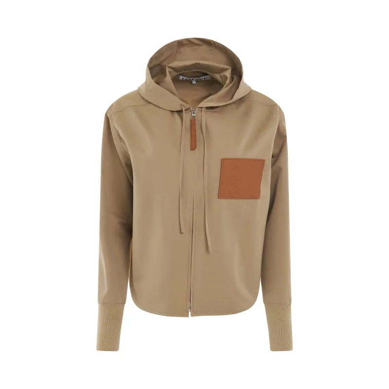 Hooded Zip Jacket in Beige sold by MARAIS