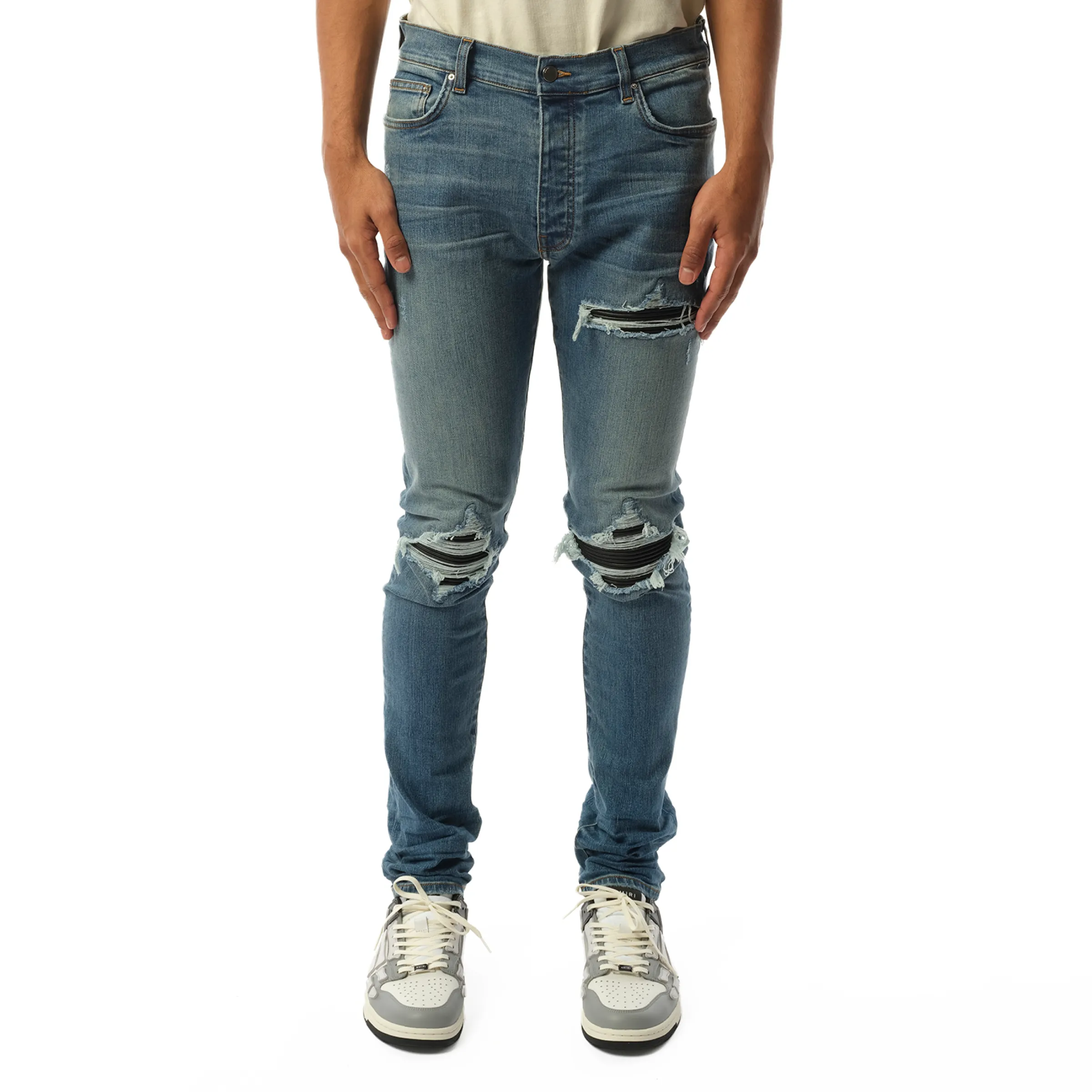 MX1 Distressed Jeans in Dark Indigo sold by MARAIS