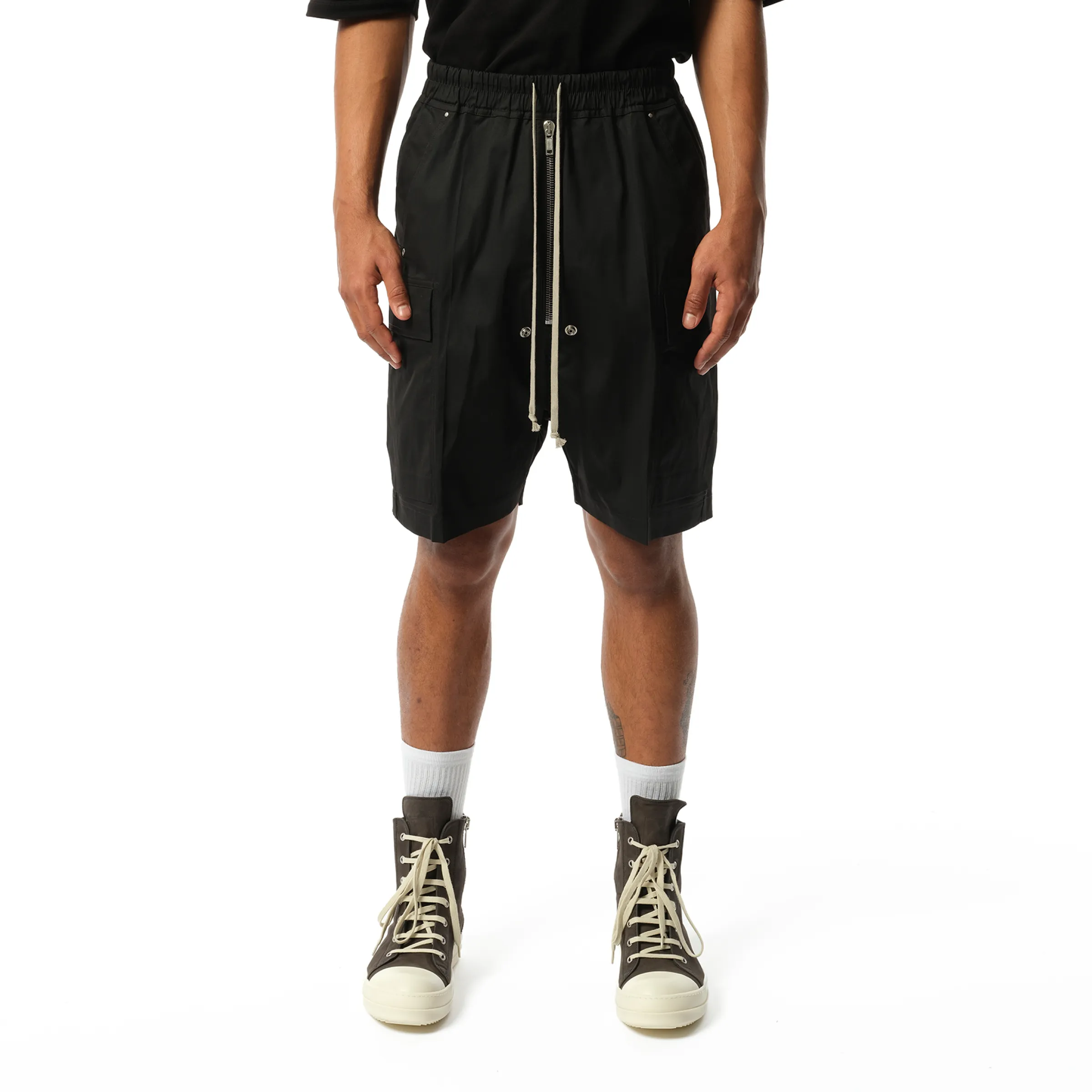 Cotton Poplin Cargobela Shorts in Black sold by MARAIS