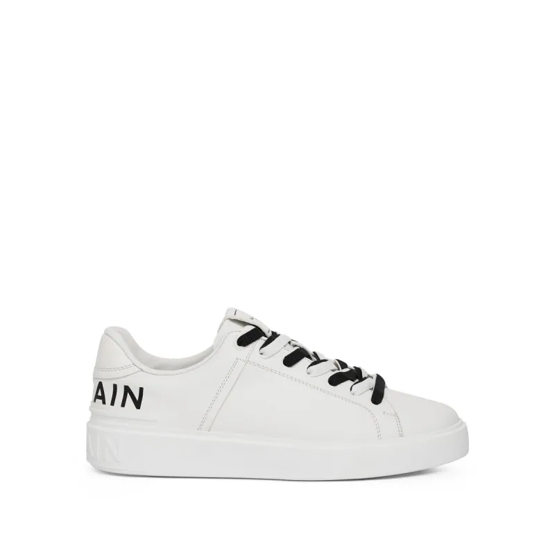 B-Court Calfskin & Print Sneaker in White/Black sold by MARAIS