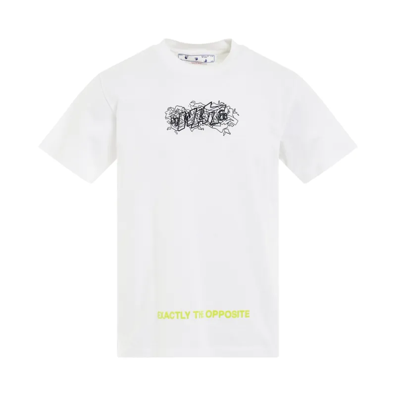 Graffiti Layers Slim T-Shirt in White/Black sold by MARAIS