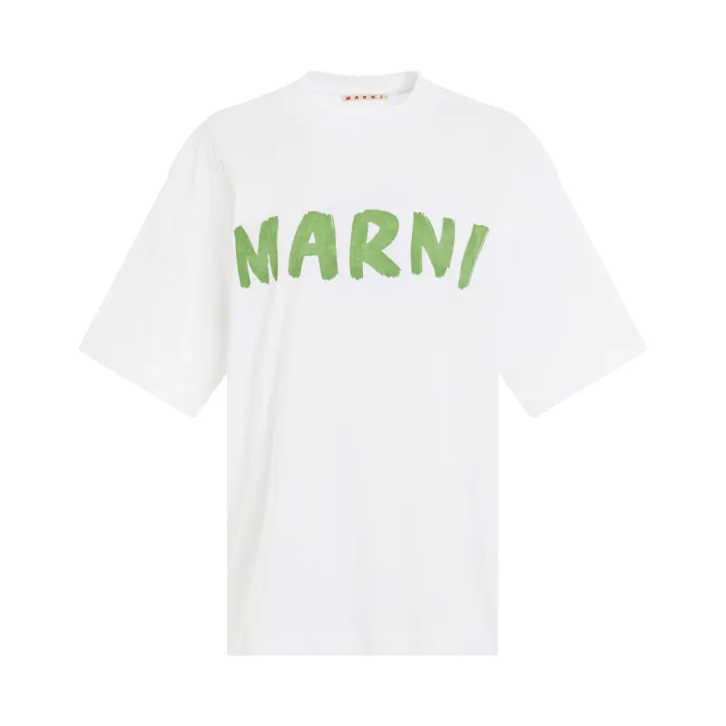 Logo Printed T-Shirt in Lily White sold by MARAIS