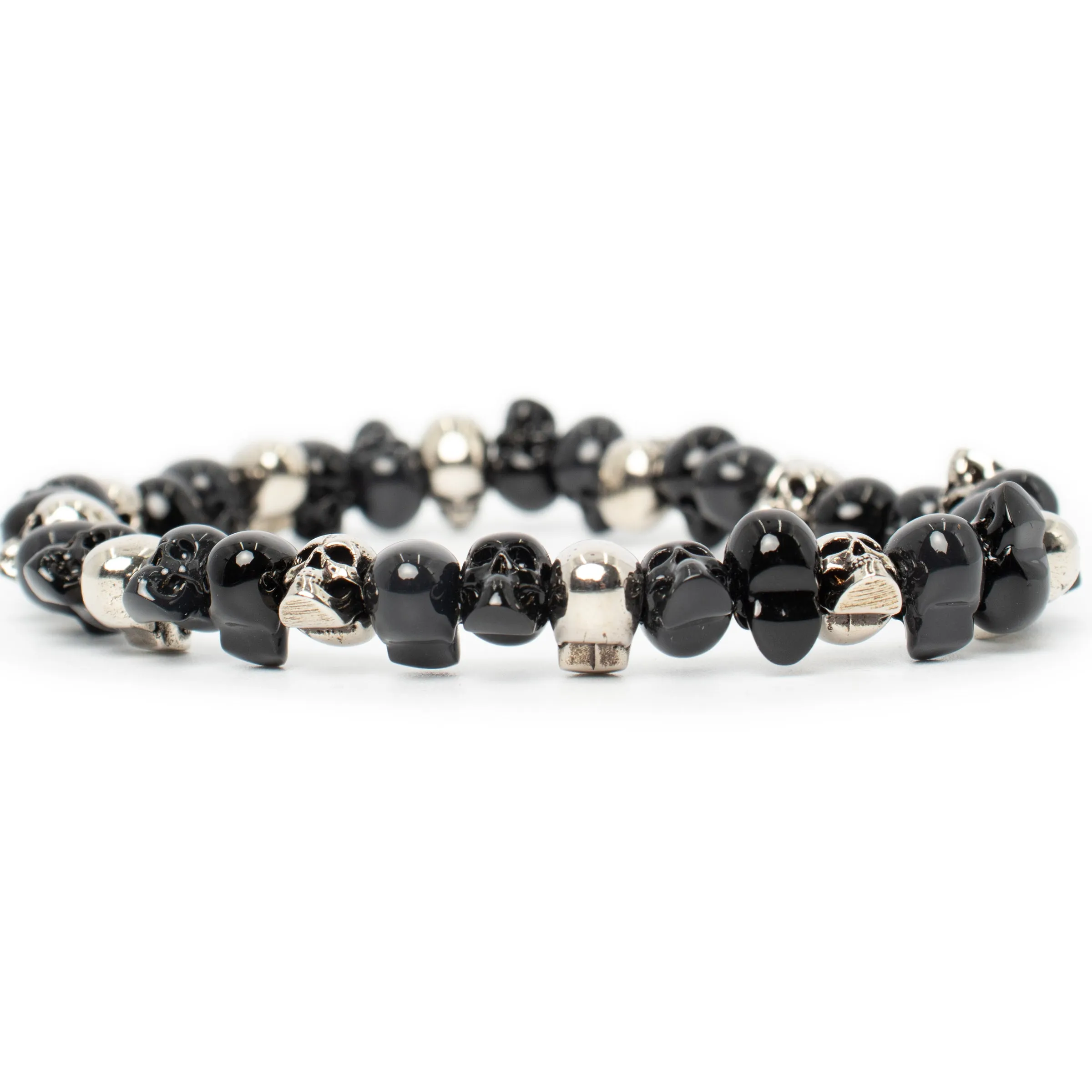 Beaded Skull Bracelet in Anthracite sold by MARAIS