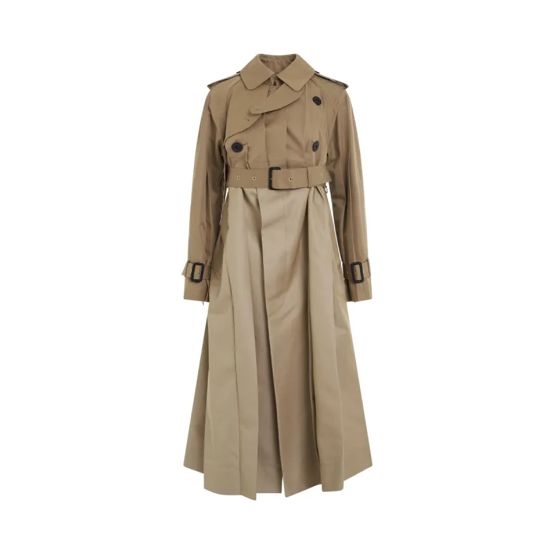 Cotton Gabardine Pleated Coat in Beige sold by MARAIS