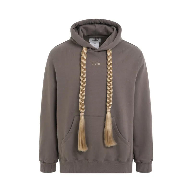 Braided Hair Hoodie in Grey sold by MARAIS