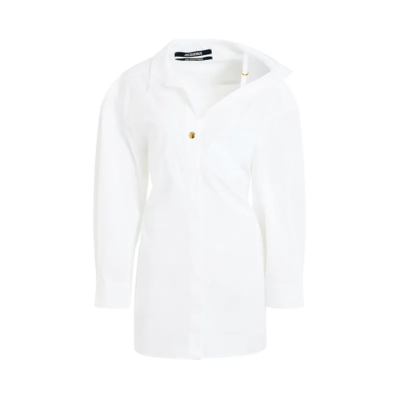 La Mini Robe Chemise Dress in White made by Jacquemus