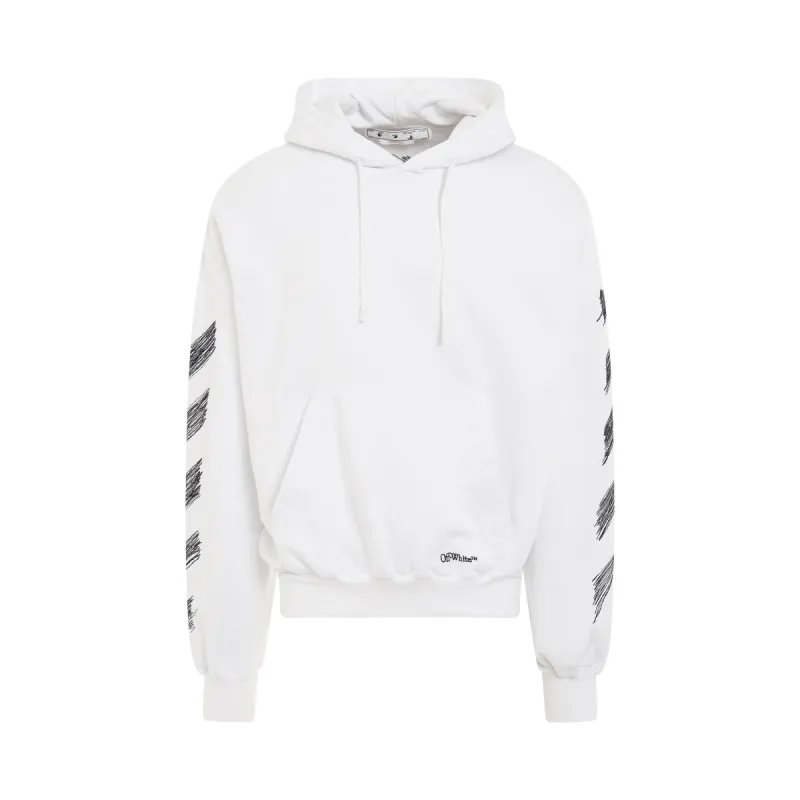Scribble Diagonal Boxy Hoodie in White/Black sold by MARAIS