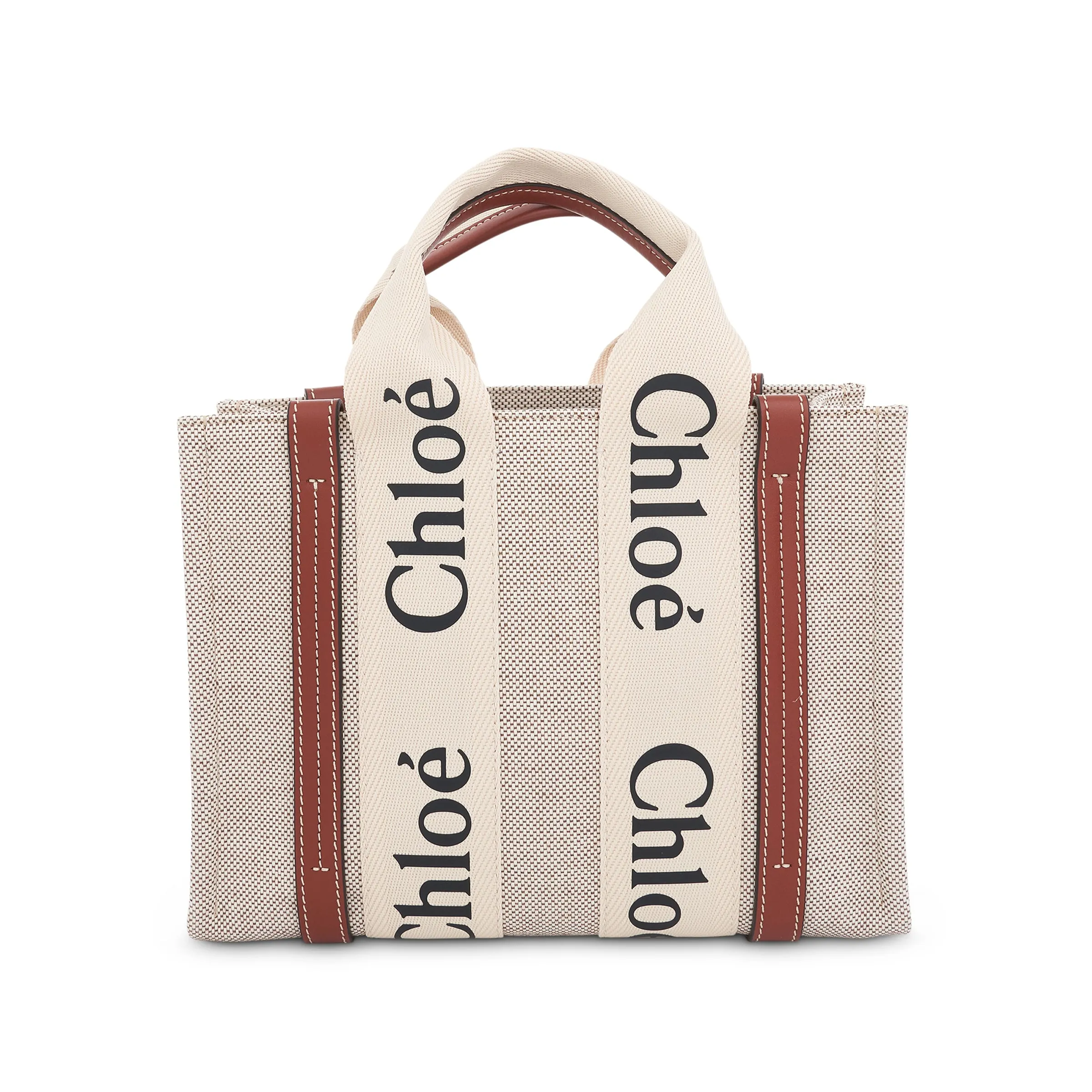 Small Eco Woody Tote Bag with Strap in White/Brown sold by MARAIS product image thumbnail 5