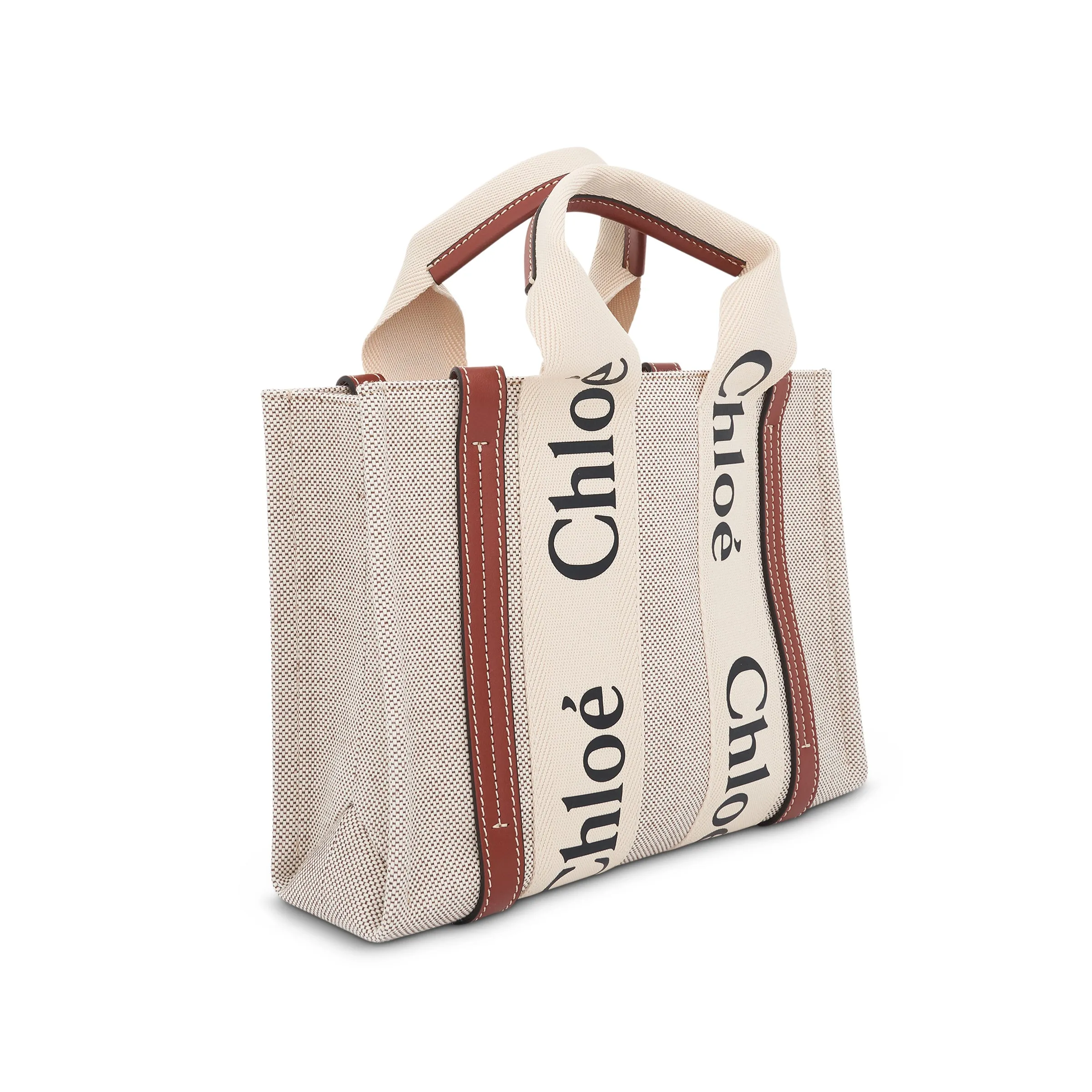 Small Eco Woody Tote Bag with Strap in White/Brown sold by MARAIS product image thumbnail 4