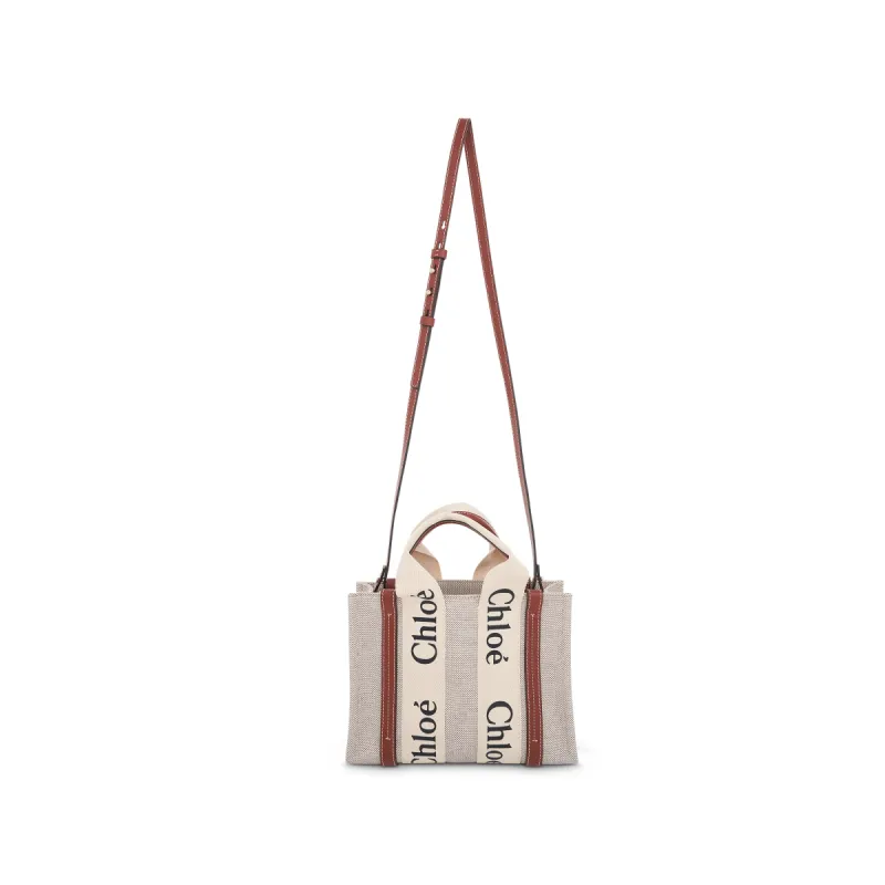 Small Eco Woody Tote Bag with Strap in White/Brown sold by MARAIS