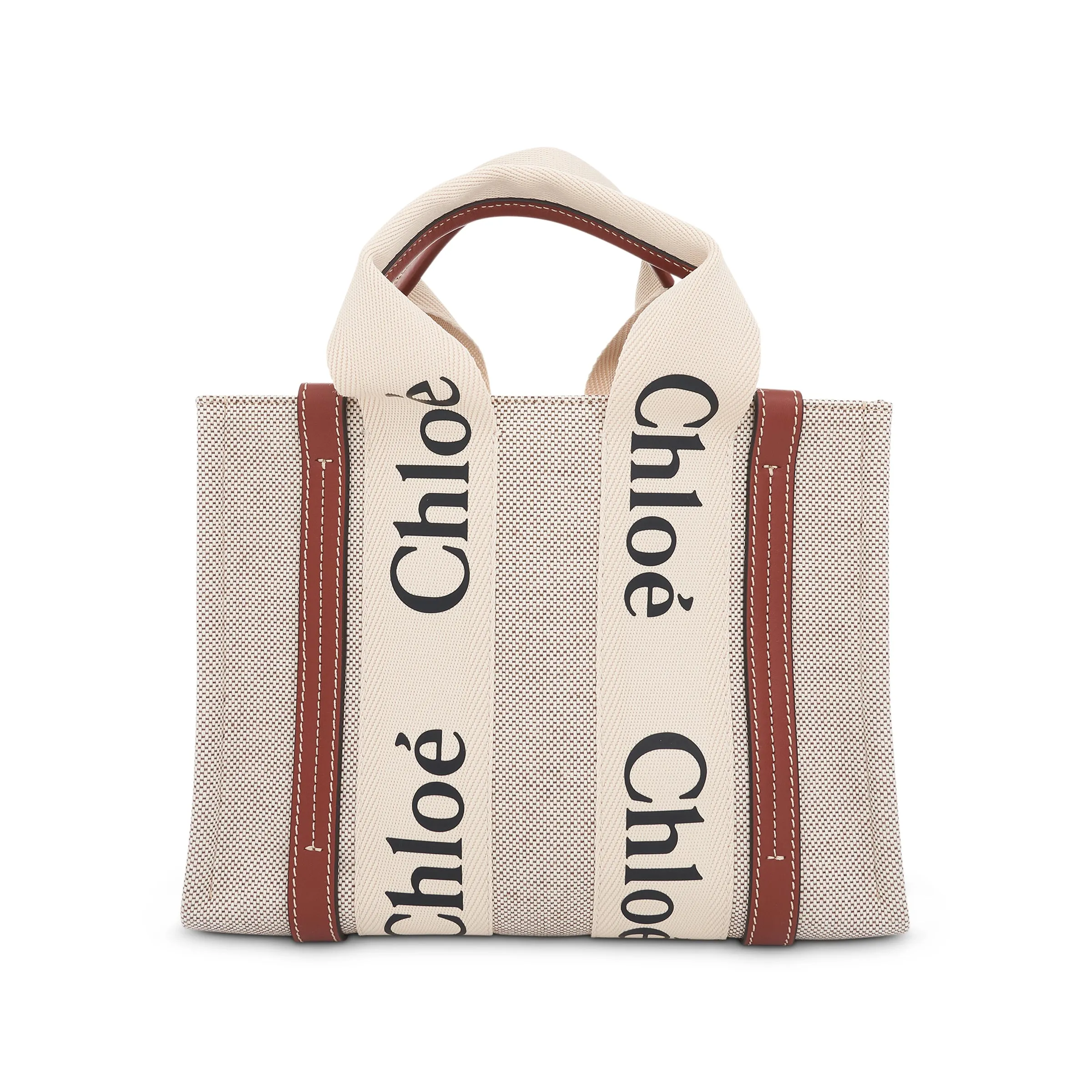 Small Eco Woody Tote Bag with Strap in White/Brown sold by MARAIS product image thumbnail 2