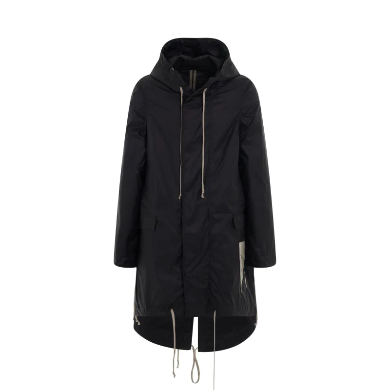DRKSHDW Fishtail Padded Coat in Black sold by MARAIS