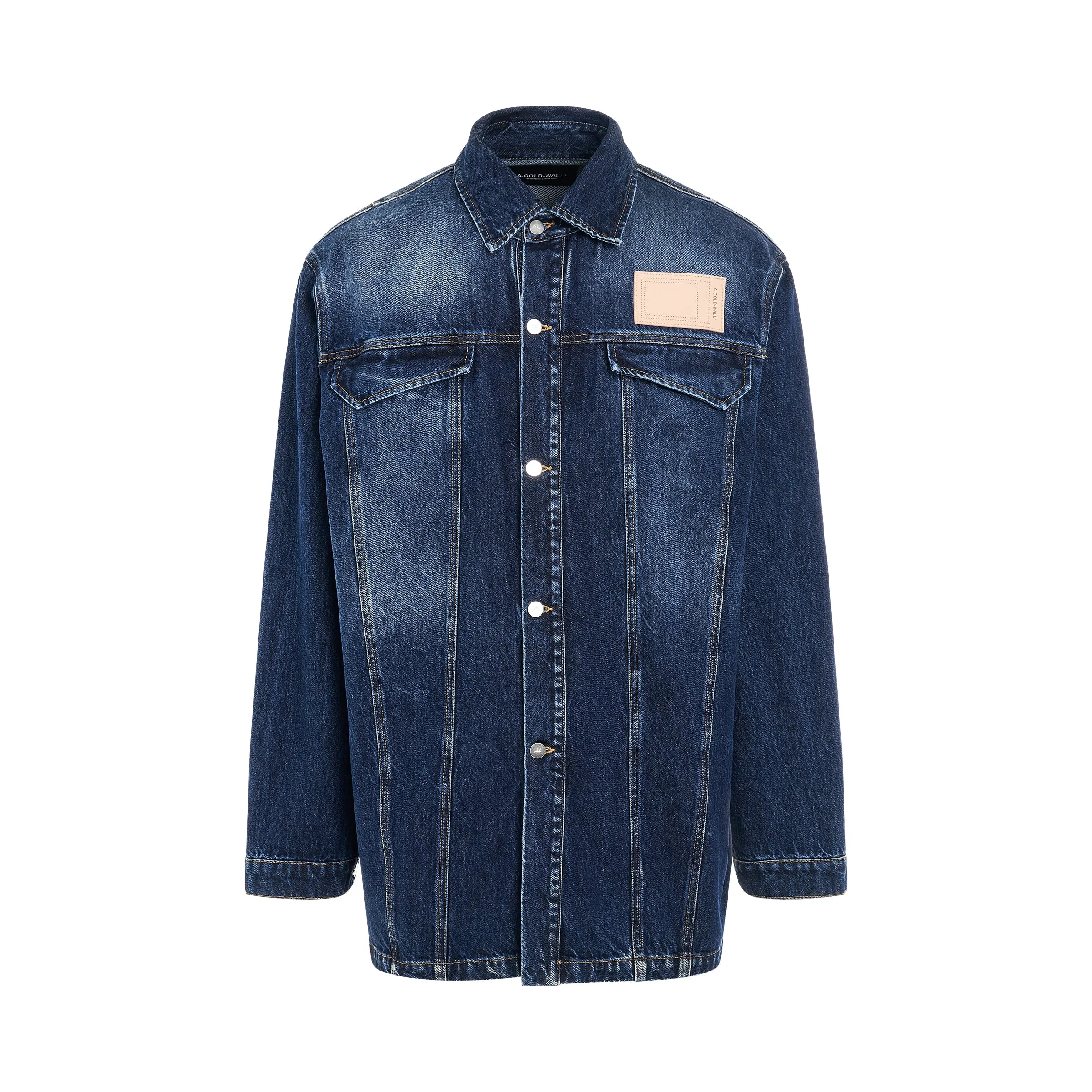 Back Logo Denim Overshirt in Vintage Wash sold by MARAIS