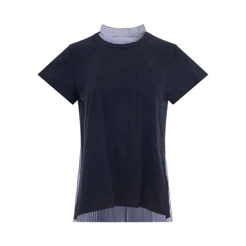 Contrast Panel T-Shirt in Navy/Stripe sold by MARAIS