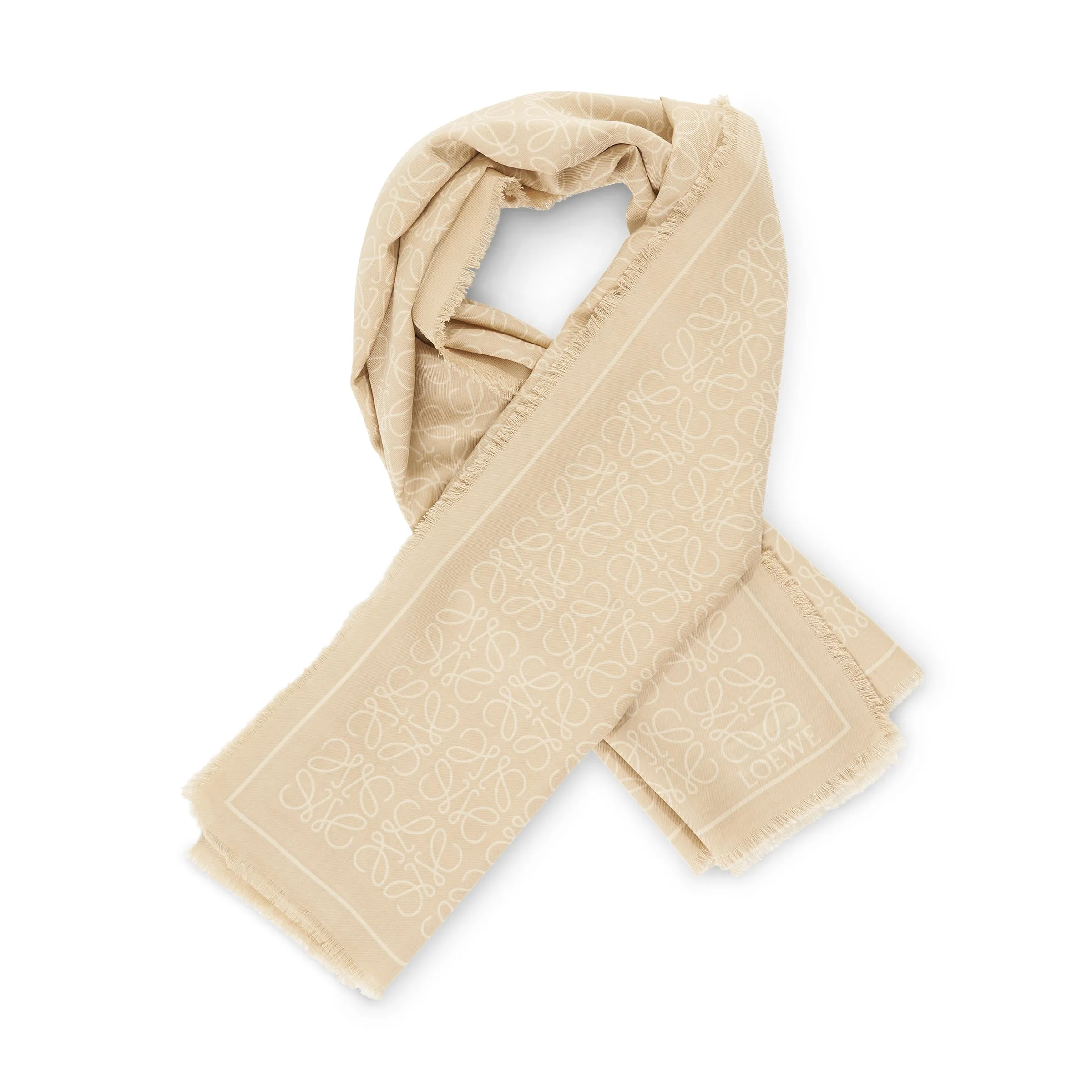 Anagram Wool and Silk Scarf in Biege sold by MARAIS